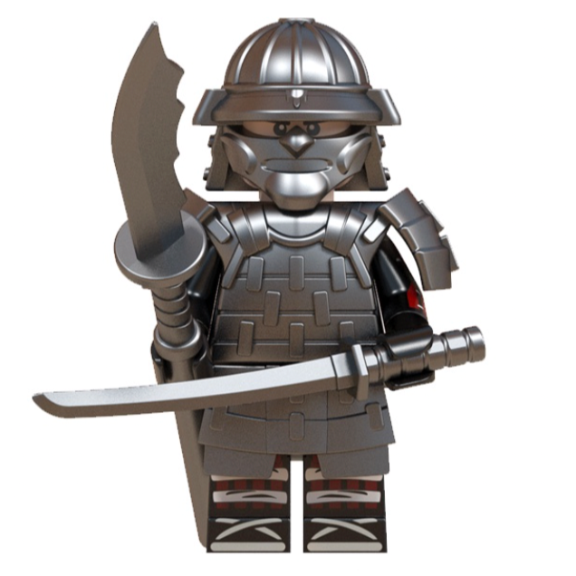 Japanese Silver Samurai Custom Minifigure - Minifigure Bricks