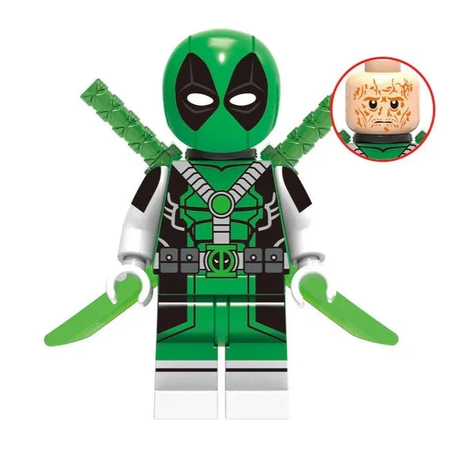 Green Lantern Deadpool Custom Marvel DC Superhero Minifigure - Minifigure Bricks