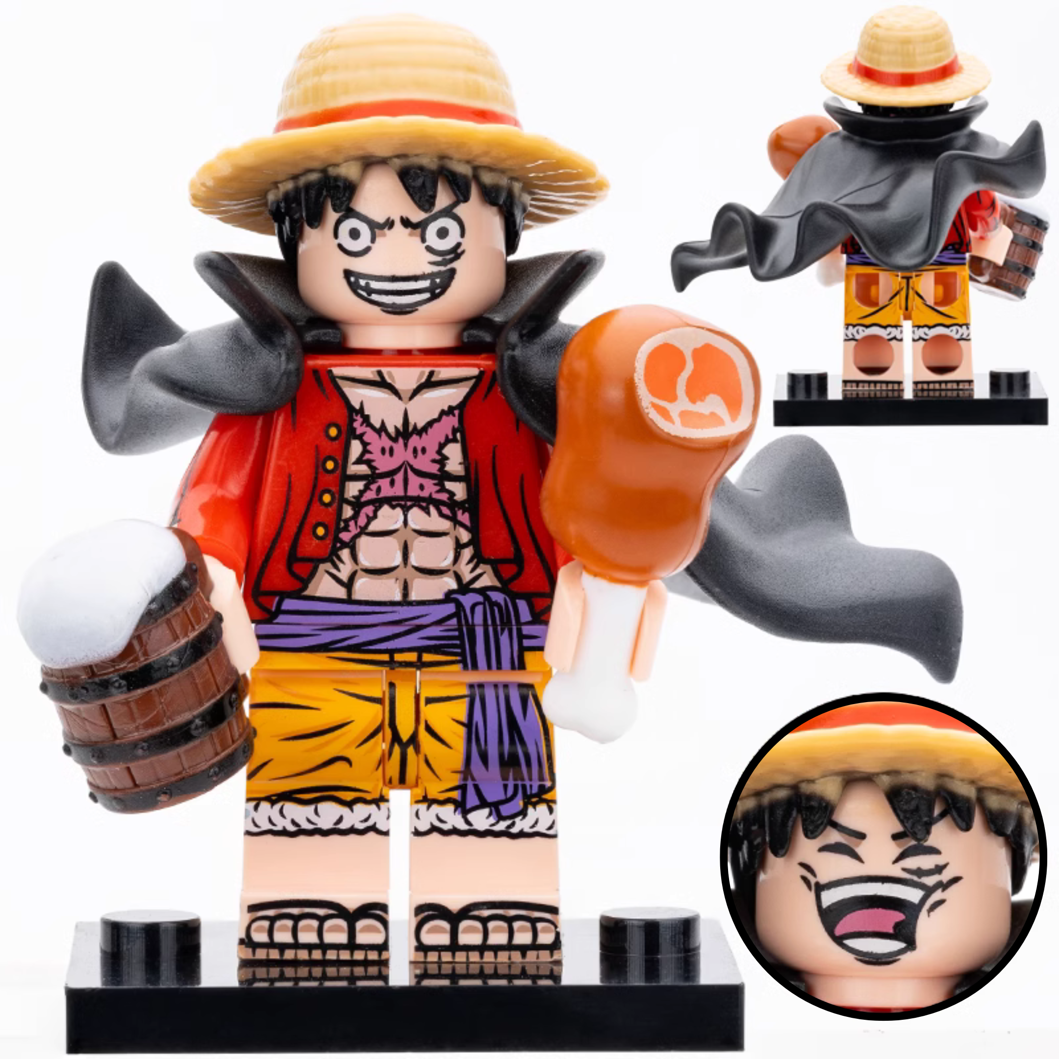 Monkey D Luffy Custom One Piece Anime Minifigure - Minifigure Bricks