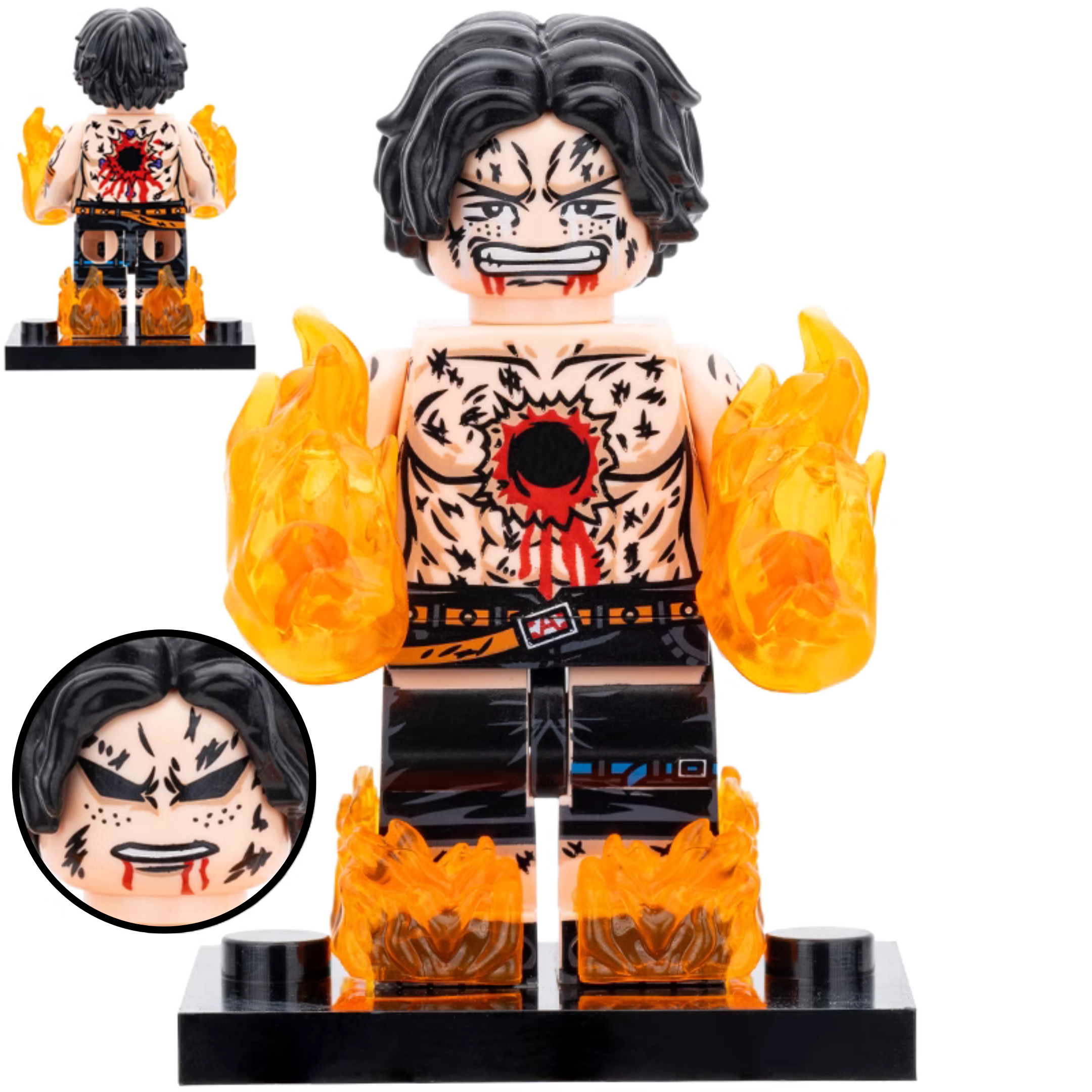 Portgas D. Ace Custom One Piece Anime Minifigure - Minifigure Bricks