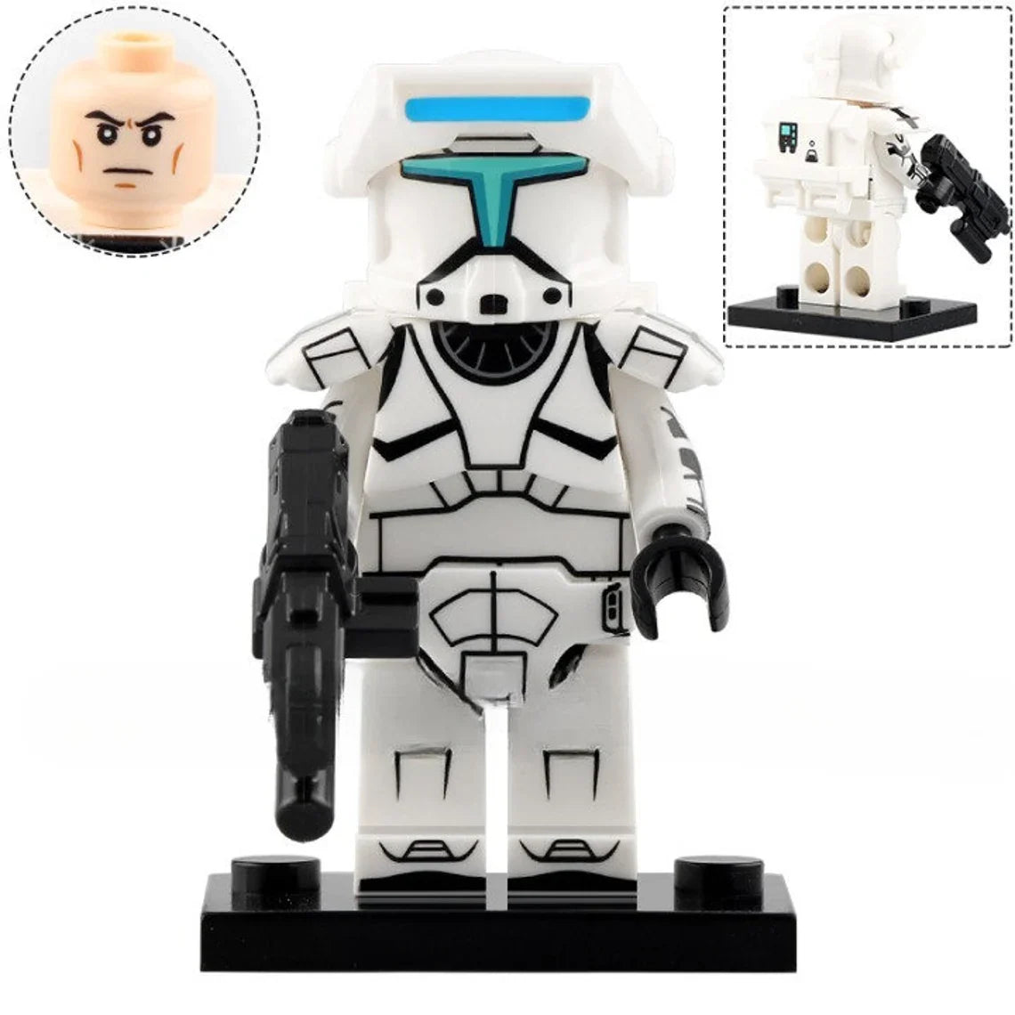 White Squad Clone Commando custom Star Wars Minifigure - Minifigure Bricks