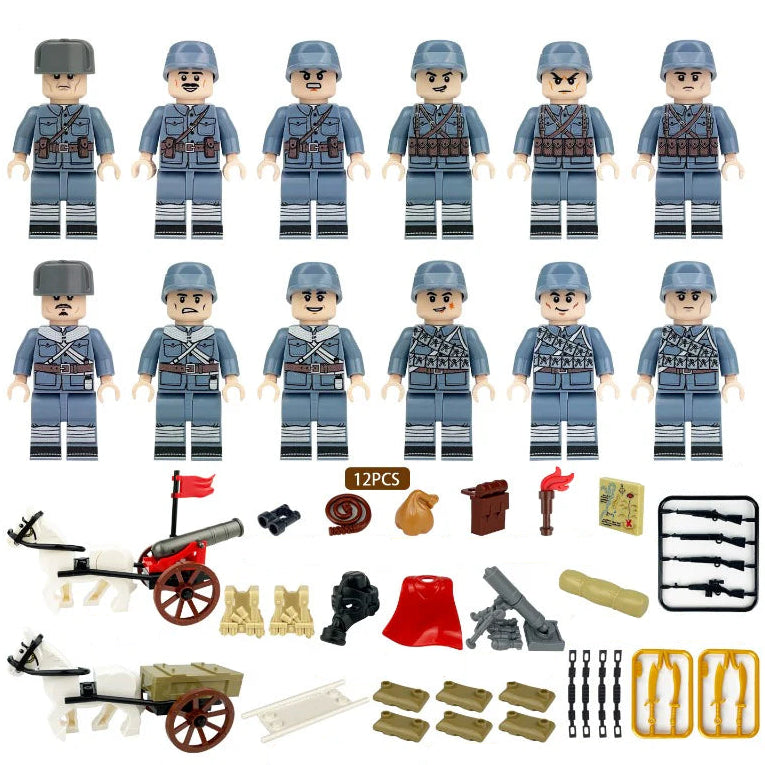 Eighth Route Army Carriage Machine Gun Custom Bundle Set Figure
