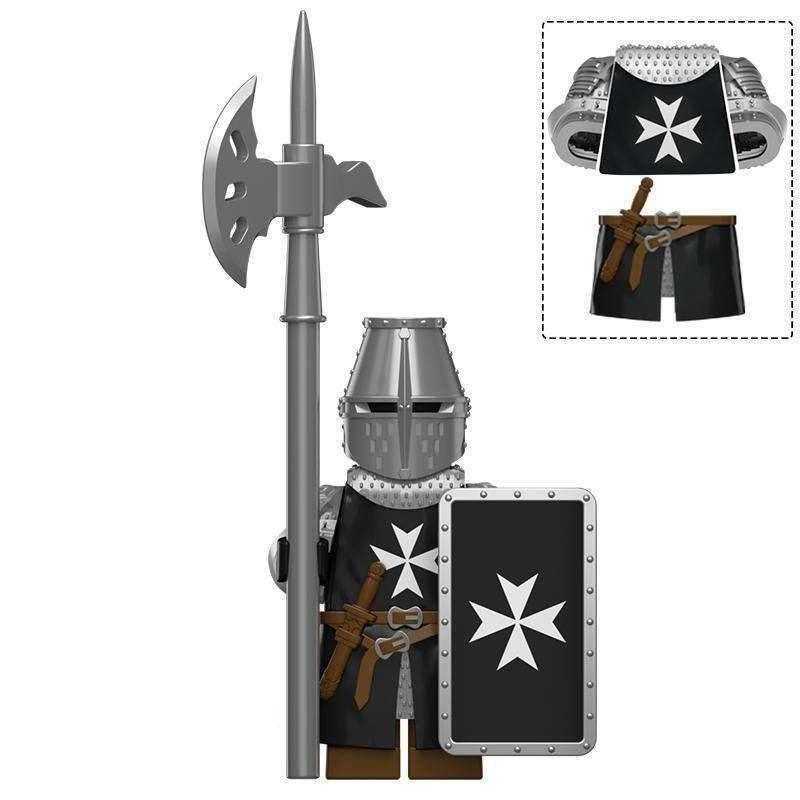 Knight Hospitaller Custom Crusader Minifigure - Minifigure Bricks