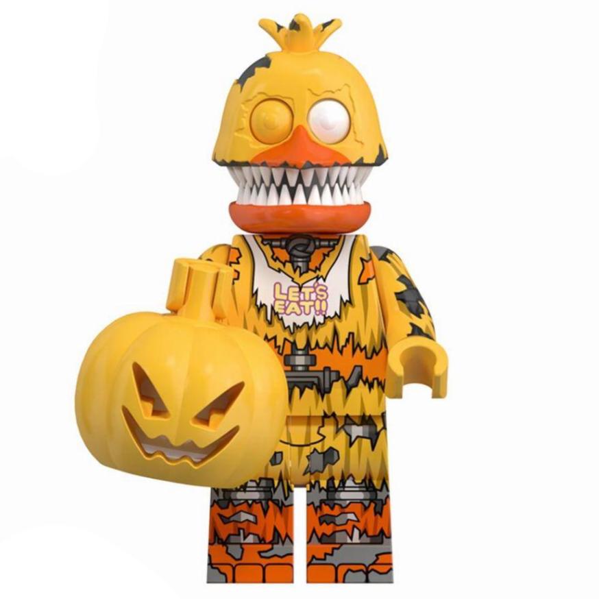 Jack-O-Chica from Five Nights at Freddy's Custom Horror Minifigure - Minifigure Bricks
