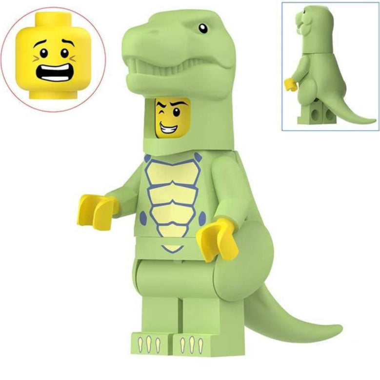 Green Tyrannosaurus Costumed Fan Custom Minifigure - Minifigure Bricks