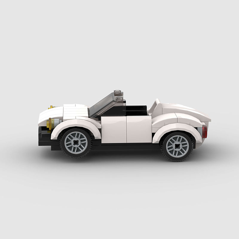 White Convertible Car Custom Car MOC