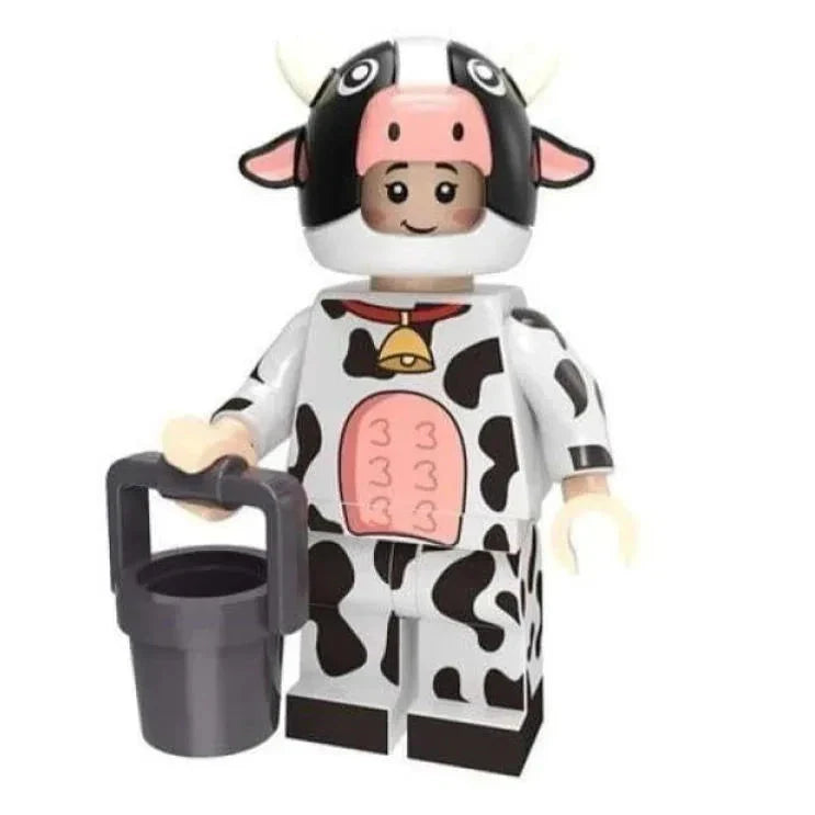Cow Mascot Custom Collectable Series Minifigure - Minifigure Bricks